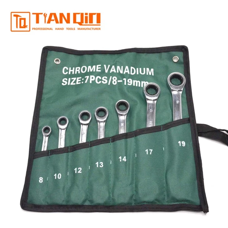 7 PCS Fixed Head Combination Ratchet Spanner Set